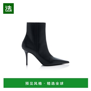 1h可退 香港直邮Amina Muaddi 女士 Barbara 皮质短靴 black黑色