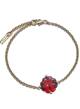 欧洲直邮BACCARAT/巴卡拉TRÈFLE四叶草系列红色水晶镶嵌镀金