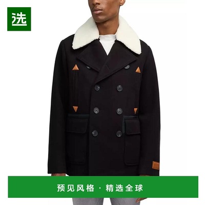 1h可退 【美国直邮】SCOTCH SODA 男士双排扣豌豆大衣 带可拆卸羊