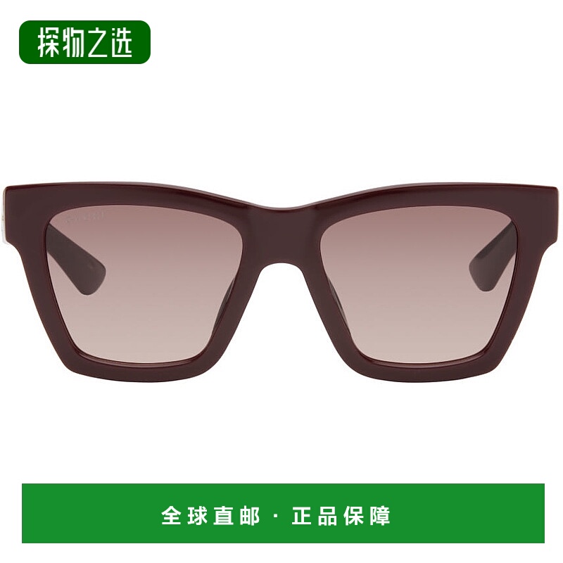 1h可退 香港直邮Gucci 古驰 女士 酒红色 Cat Eye 太阳镜 GG1714S