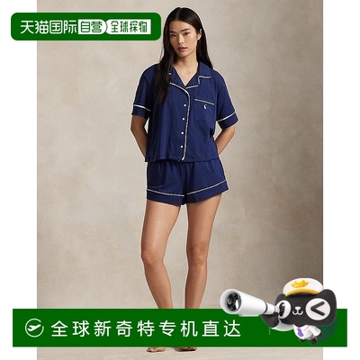 欧洲直邮RalphLauren拉夫劳伦 Polo短袖滚边针织睡衣