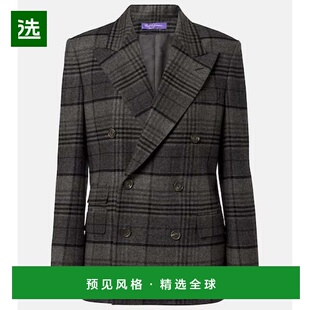 香港直邮ralph lauren 拉尔夫劳伦 女士 Kent 格纹双排扣羊毛夹克