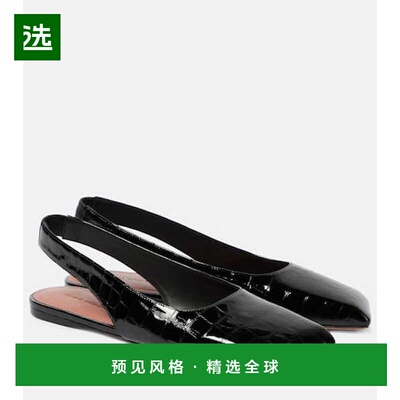 1h可退 香港直邮Amina Muaddi 女士 Ane 漆皮露跟平底鞋