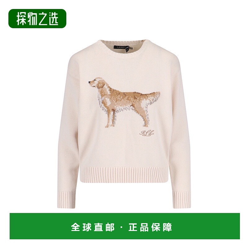 香港直邮Lauren Ralph Lauren 女士 嵌花針織金毛犬套頭衫 200P02