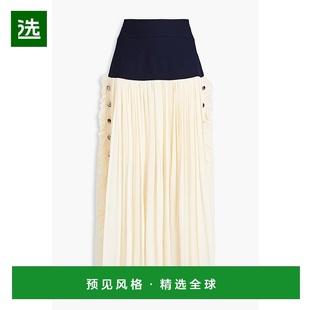 斜纹拼接褶裥真丝乔其纱长款 1h可退 女士 蔻依 半 香港直邮Chloe