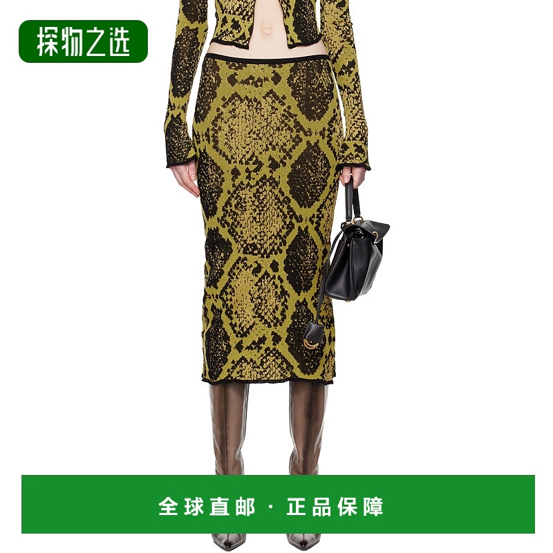 香港直邮The Attico 女士 黄色 & 黑色提花半身裙 251WCS00283KCC