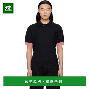 1h可退 香港直邮Andersson Bell 男士 黑色 Damaged Polo 衫 atb1