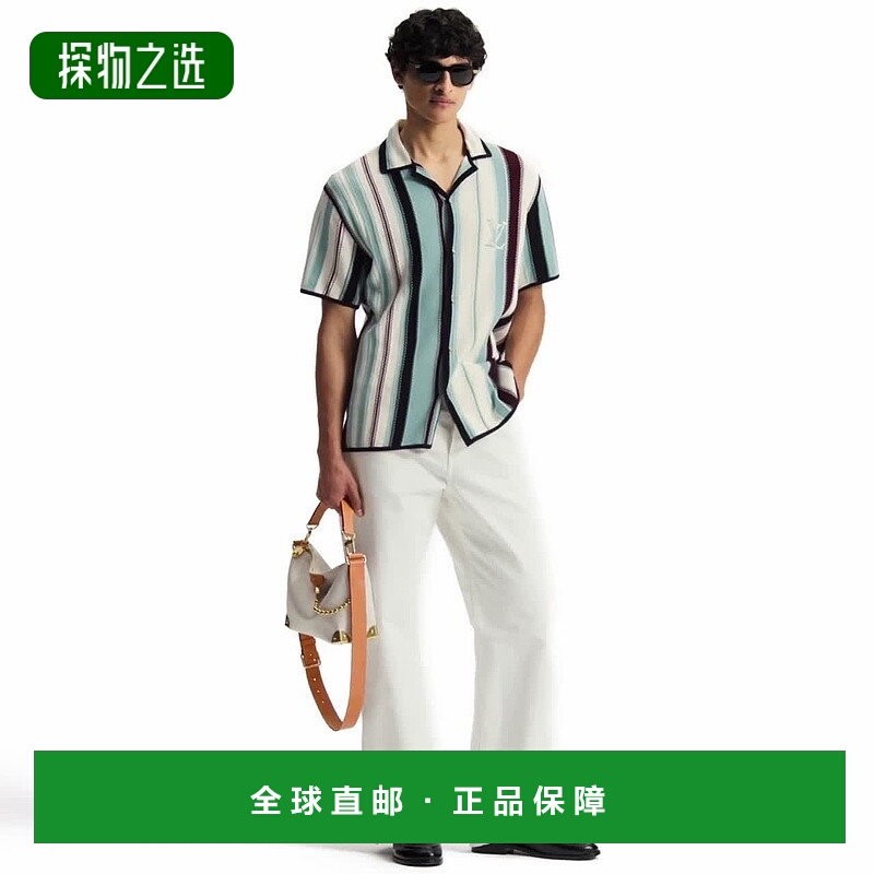 自营欧洲直邮LV路易威登 男士多色棉条纹短袖衬衫