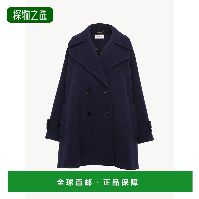 1h可退 香港直邮Chloe 蔻依 女士 双排扣羊毛混纺大衣 CH25AMA269