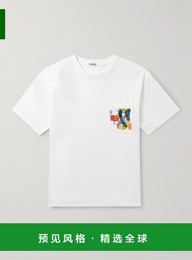 1h可退 香港直邮Bode 男士 Portrait Logo刺绣印花棉针织T恤 MRF2