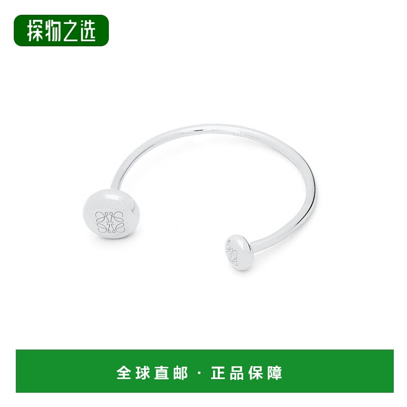 欧洲直邮LOEWE/罗意威 24新款Anagram Pebble女士银色镌刻银手镯