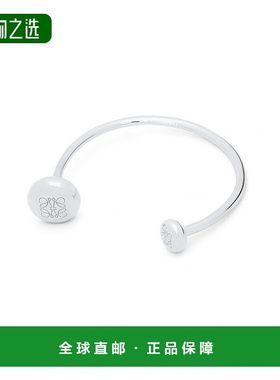 欧洲直邮LOEWE/罗意威 24新款Anagram Pebble女士银色镌刻银手镯