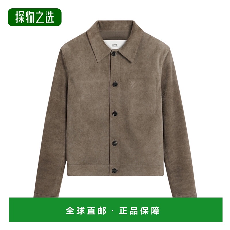 香港直邮Ami Paris 长袖皮夹克 HJK243.LH0054.