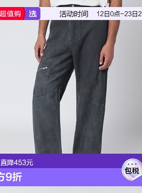 香港直邮Represent 男士 Washed-effect 黑色棉质裤子 MLM100356D