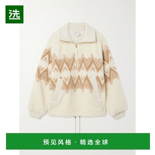 1h可退 香港直邮VARLEY 女士 Hendrik 罗纹针织边印花抓绒半拉链