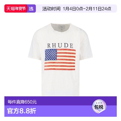 1h可退 香港直邮Rhude 男士 and Polos T恤白色上衣 RHPS26TT2301