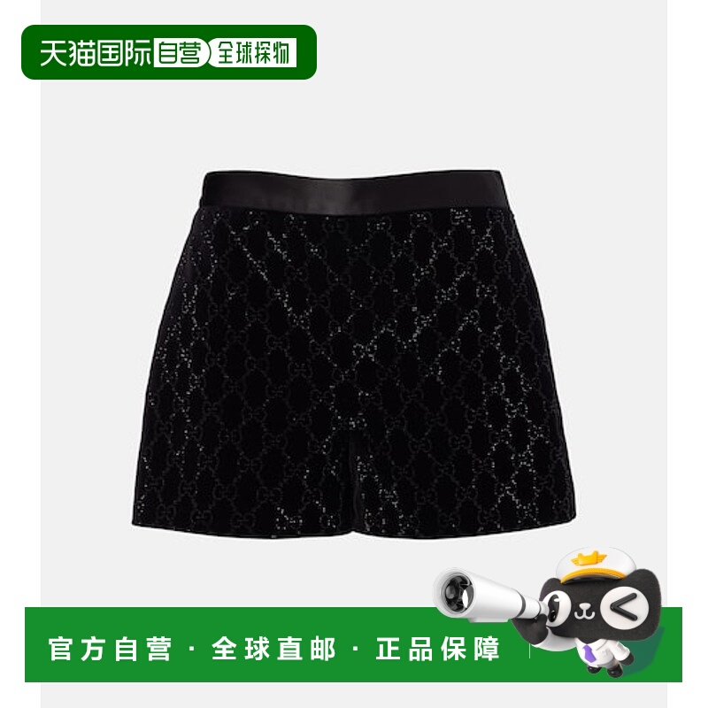 1h可退 香港直邮Gucci 古驰 女士 精饰牛仔短裤 black黑色 舒适时