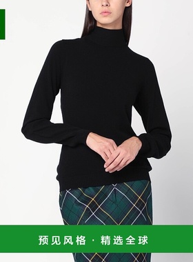 1h可退 香港直邮Moschino 莫斯奇诺 女士 details 黑色高领交叉毛