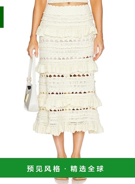1h可退 香港直邮ZIMMERMANN 女士 Waverly 钩花中长半身裙 3836SS