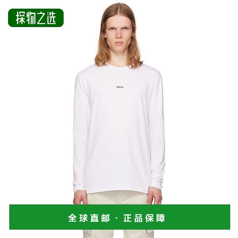 1h可退 香港直邮BOSS 波士 男士 白色 Long-Sleeved Stretch Cott