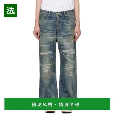 1h可退 【美国直邮】Neighborhood男士牛仔裤宽松徽标褪色做旧休