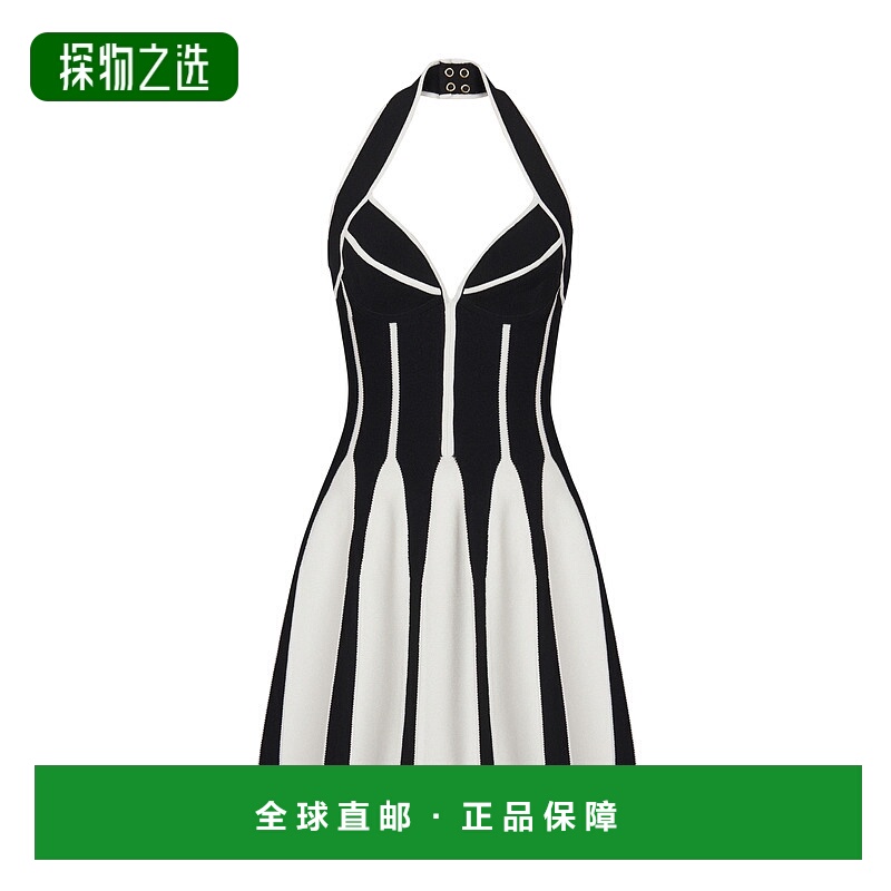 香港直邮Balmain 喇叭形挂脖连衣裙 DF1R5056KG57