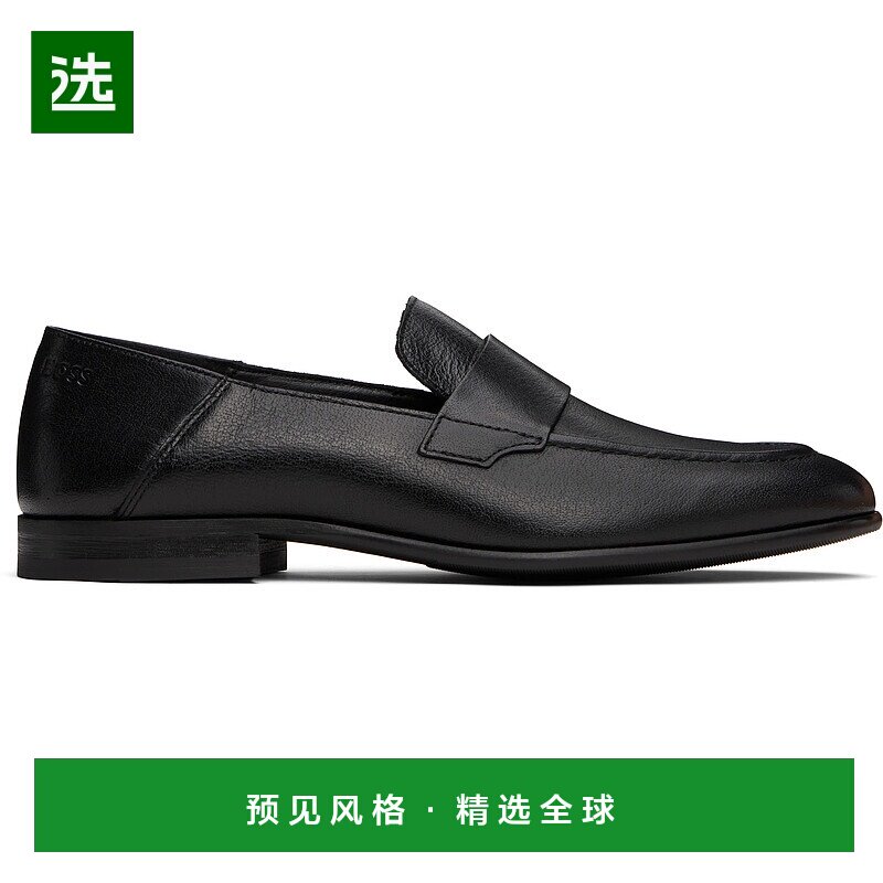 1h可退 香港直邮BOSS 波士 男士 黑色 Tumbled Leather Penny 乐