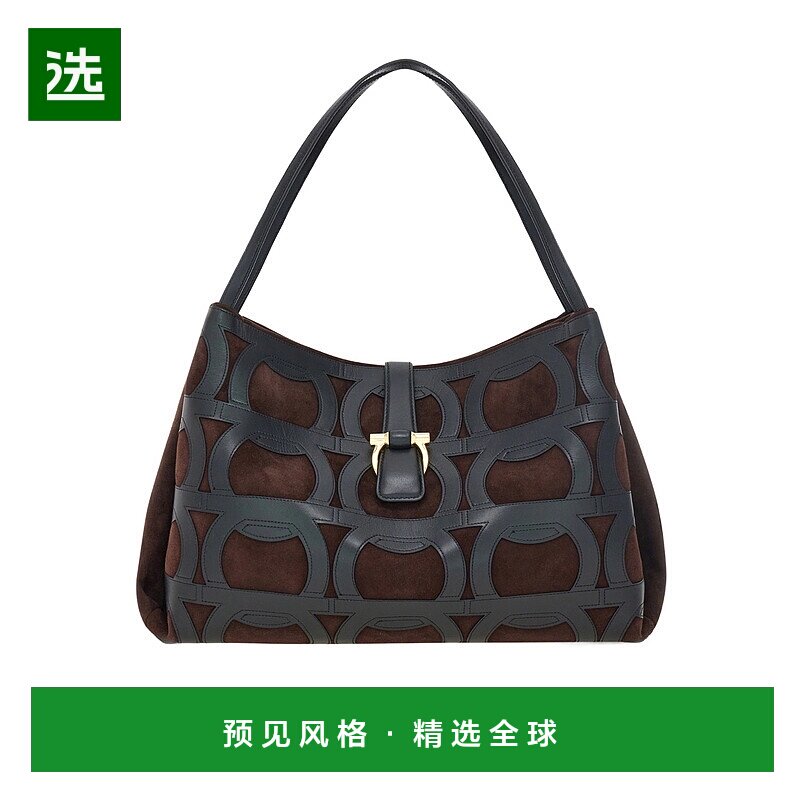 香港直邮Salvatore Ferragamo Gancini 搭扣大号手提袋 21A252