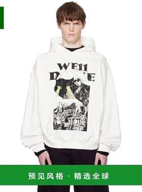 1h可退 香港直邮We11Done 男士 白色 Black Cat Poster 连帽衫 WD