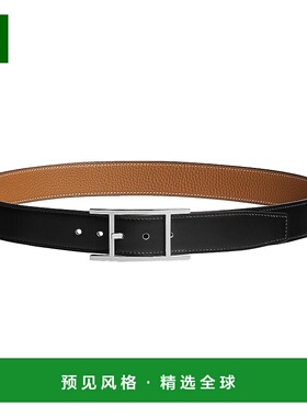 1h可退 欧洲直邮Hermes/爱马仕24新款 Q32系列男士黑色驼色牛皮银