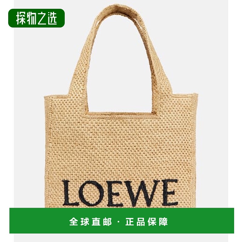 香港直邮LOEWE 罗意威 女士 Paula's Ibiza 中号徽标拉菲草编织手