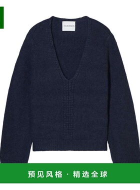 1h可退 香港直邮Closed 女士 V领针织毛衣 C9621794T22 black黑色