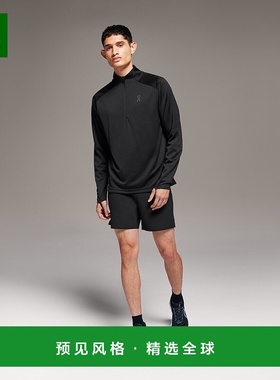 欧洲直邮On昂跑 Climate系列男士黑色再生聚酯纤维半拉链拇指