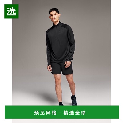 欧洲直邮On昂跑 Climate系列男士黑色再生聚酯纤维半拉链拇指上衣