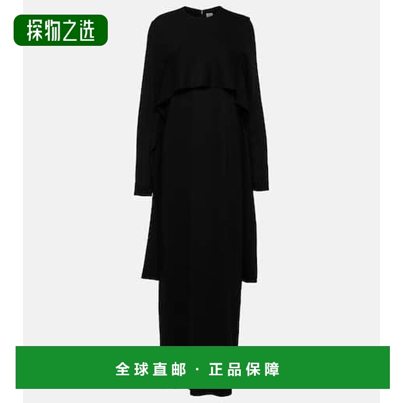 香港直邮TOTÊME 女士 垂褶卡迪长款连衣裙 black黑色 舒适时尚