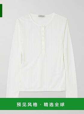 1h可退 香港直邮ANINE BING 女士 Pia 洞眼针织亨利领上衣 A08112