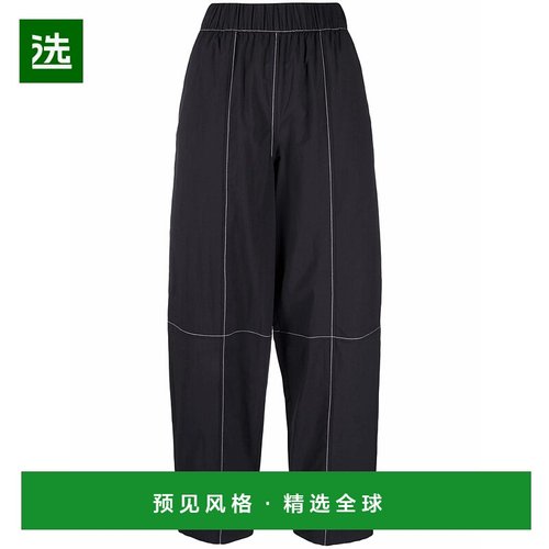 香港直邮GANNI 甘尼 女士 对比缝线直筒阔腿裤 休闲裤直筒裤F6736