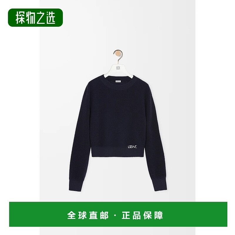 自营欧洲直邮Loewe罗意威 女士藏青色羊毛圆领毛衣针织