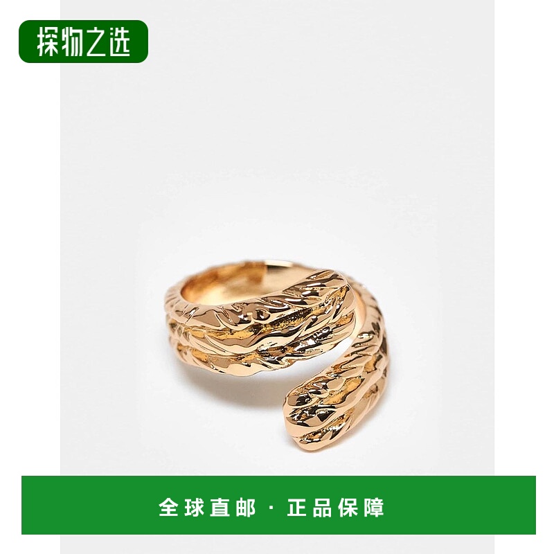 香港直邮ASOS女士 Curve around molten设计裹式纹理色调戒指()