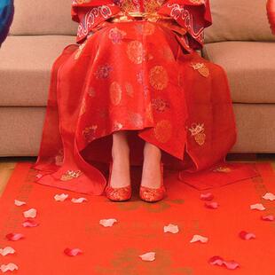 婚庆用品结婚装饰婚婚房景布用置无礼纺布一2021次性红喜字地场毯