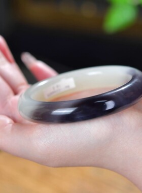 天然冰种淡紫玉石平安镯手镯女款