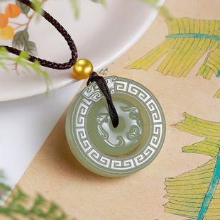 安道子和田玉龙凤合佩小孩子母平安扣龙凤情侣吊坠送礼官方旗舰店