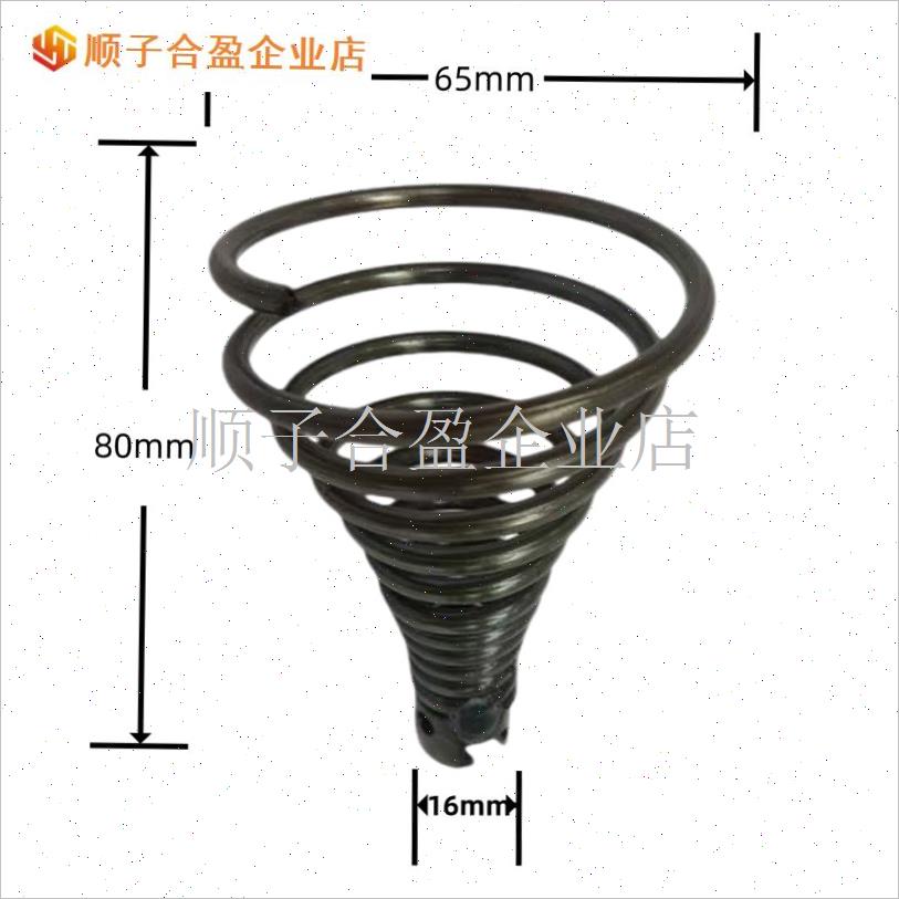 疏通机弹簧大刀头钢丝搅鞭头专业疏F通机弹簧过弯弹簧头喇叭口钻.