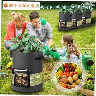 万众之鑫中间透明土豆种植袋透z气楼顶毛毡美植袋阳台种菜不织布.