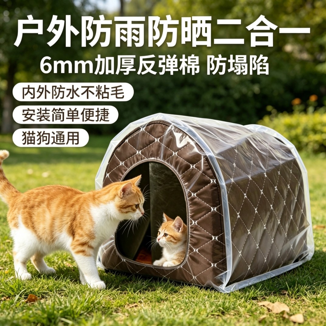 防塌陷户外遮雨狗窝挡雨棚不粘毛好打理耐脏好安装室外猫窝流浪