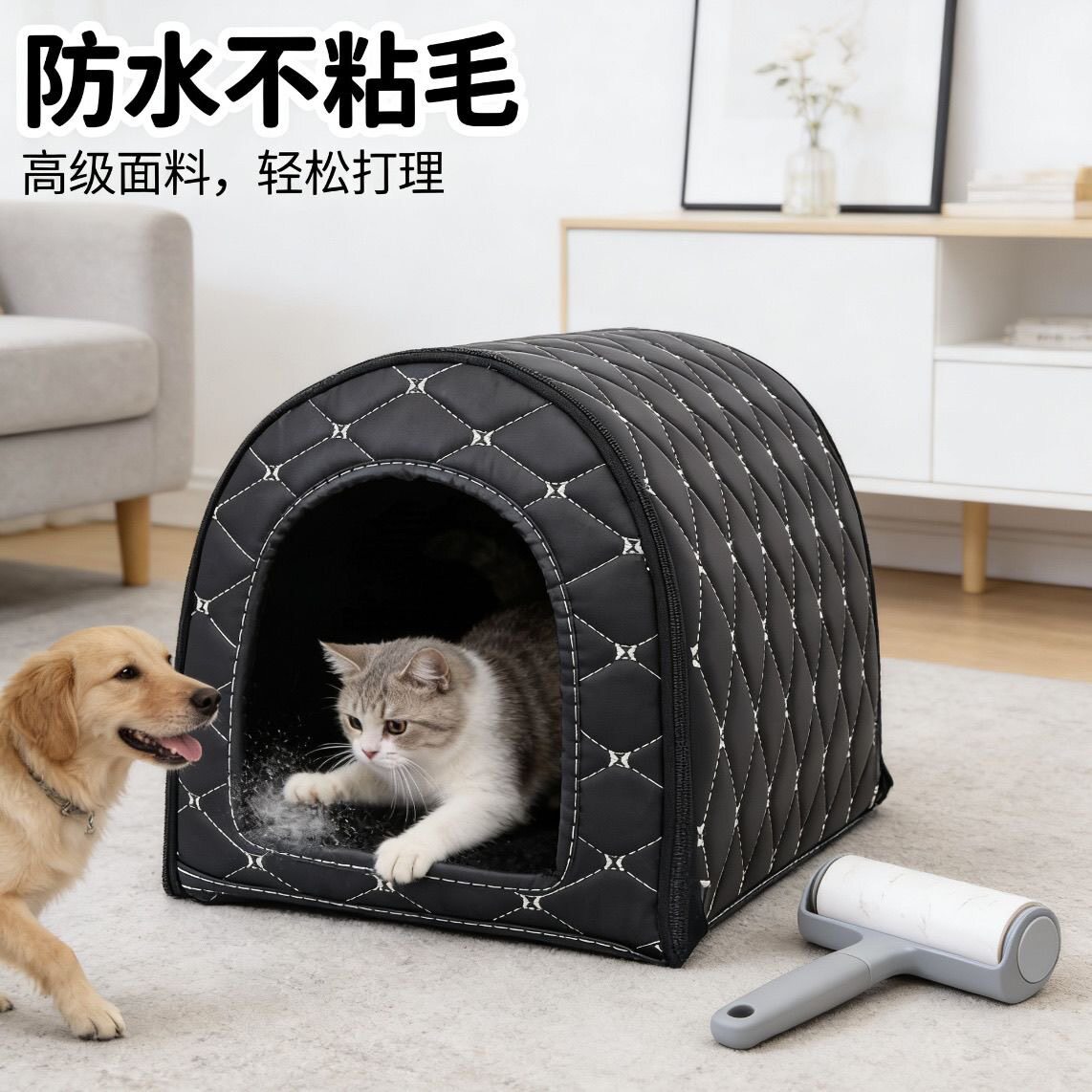 室外狗窝防水可拆卸耐脏秋冬防寒保暖宠物窝猫狗窝不粘毛户外防雨