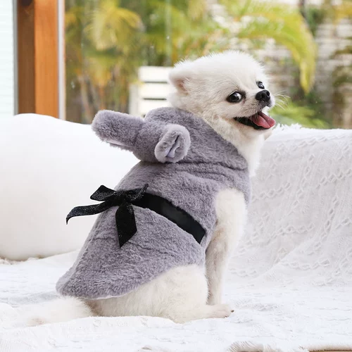 Собака и кошка осень и зимние меховые куртки кролика Тедди Белок Бомек Кикки Скунари