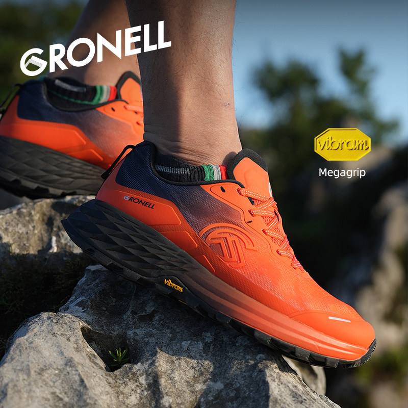 GRONELL/戈尼尔越野跑鞋男防滑耐磨V底缓震回弹鲨齿底女