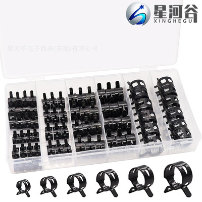 72PCS盒装 65锰钢 黑色弹簧卡箍弹性喉箍达克罗水油管夹套件