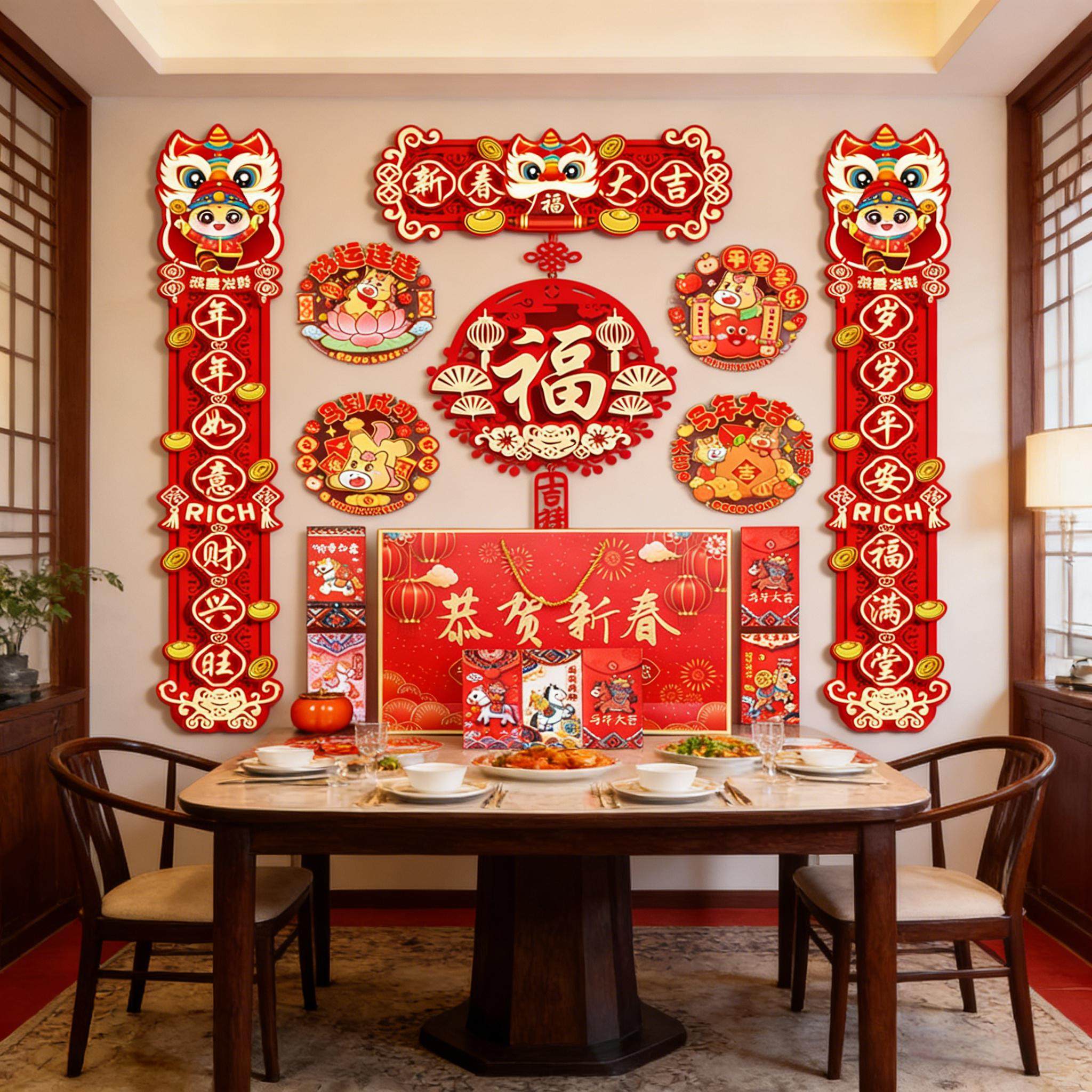 马年新年对联套装2026新款家用大门春联新春过年装饰品门联大礼包